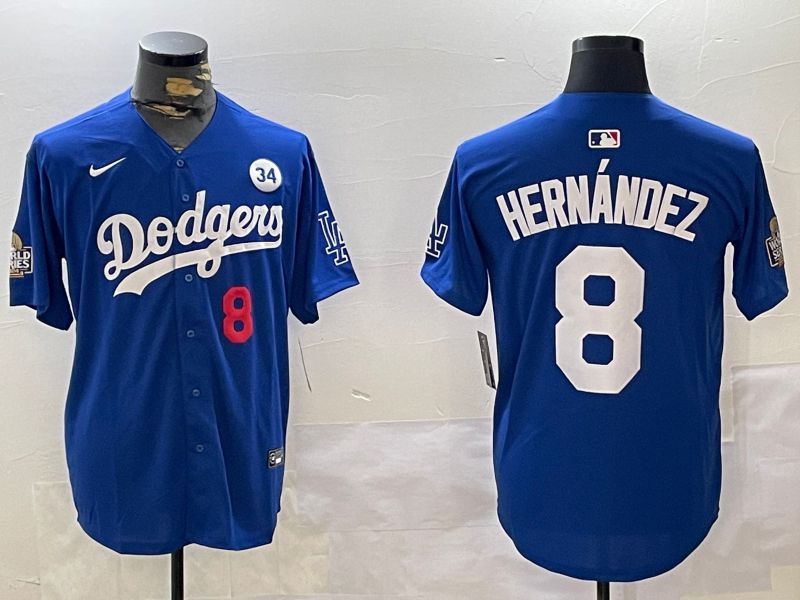 Men Los Angeles Dodgers #8 Hernandez Blue Gold Game 2024 Nike MLB Jersey style 11204